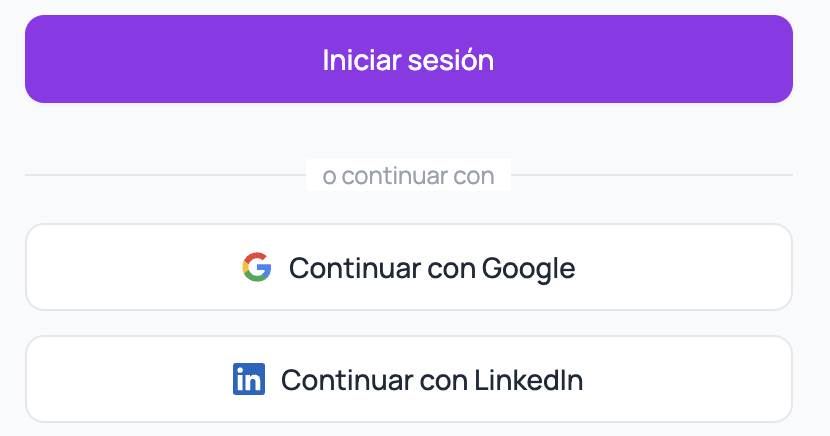 Sign-in screen with Google and LinkedIn